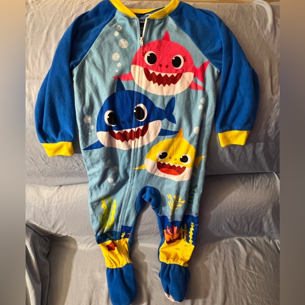 Kids Baby Shark One Piece Pajama - Blue, Pink, Yellow